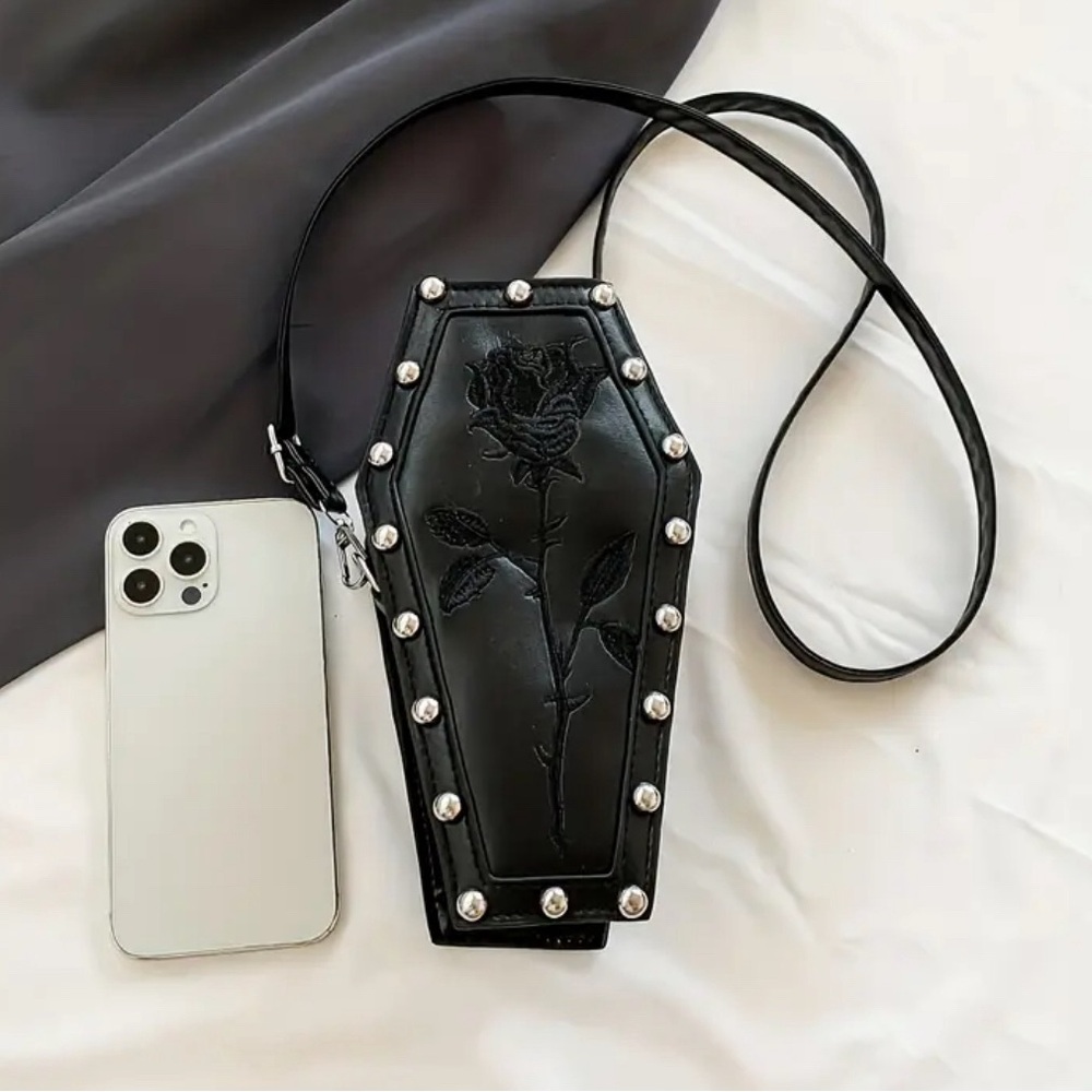Gothic Rose Coffin Crossbody Mini Bag - Picture 7 of 8